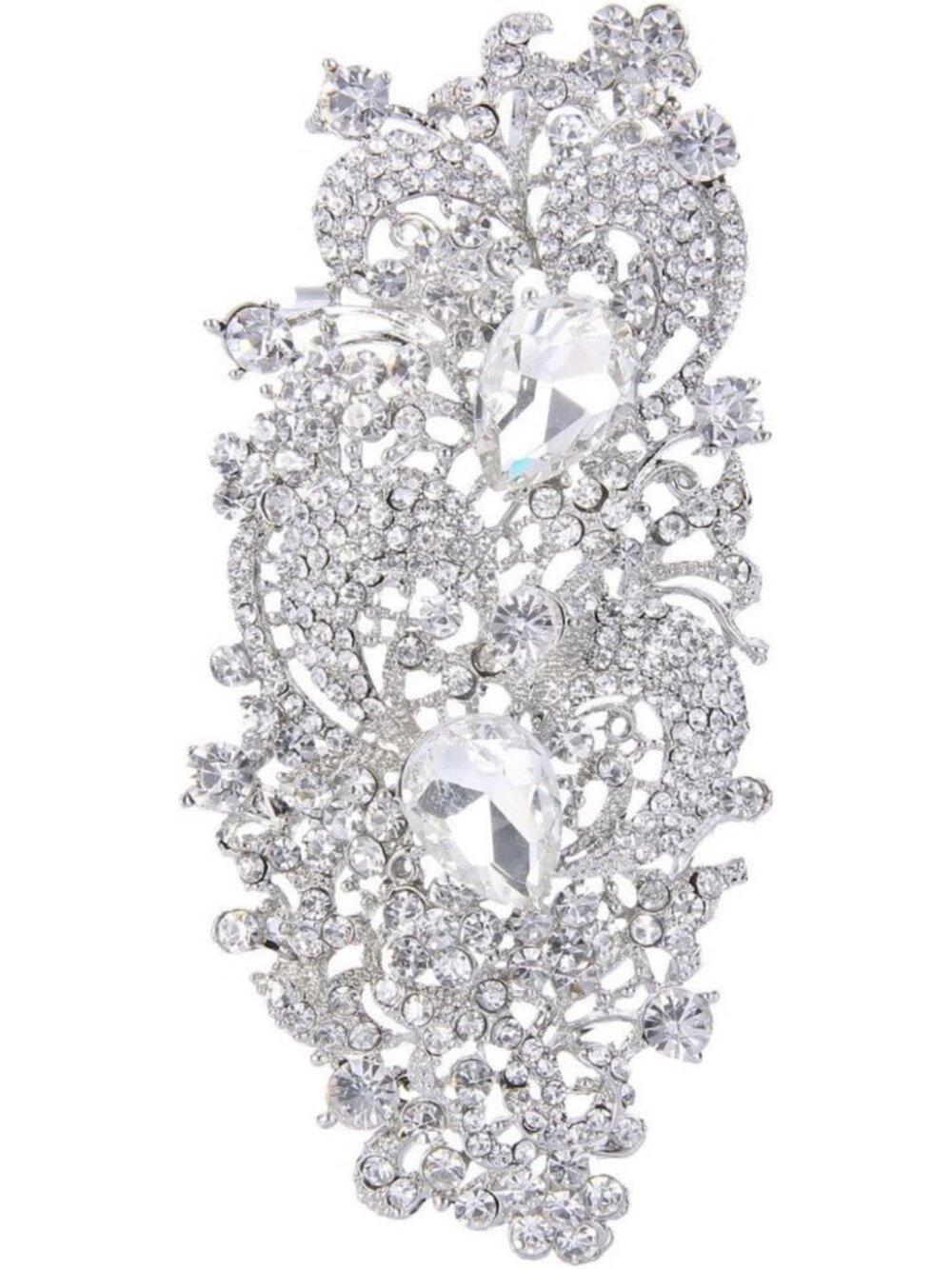 Stunning Austrian Crystal Flower Brooch - Elegant Wedding Accessory, 4.1 Inch